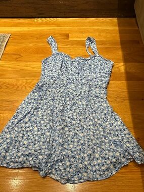 Trixxi Light Blue Floral Smocked Mini Dress
